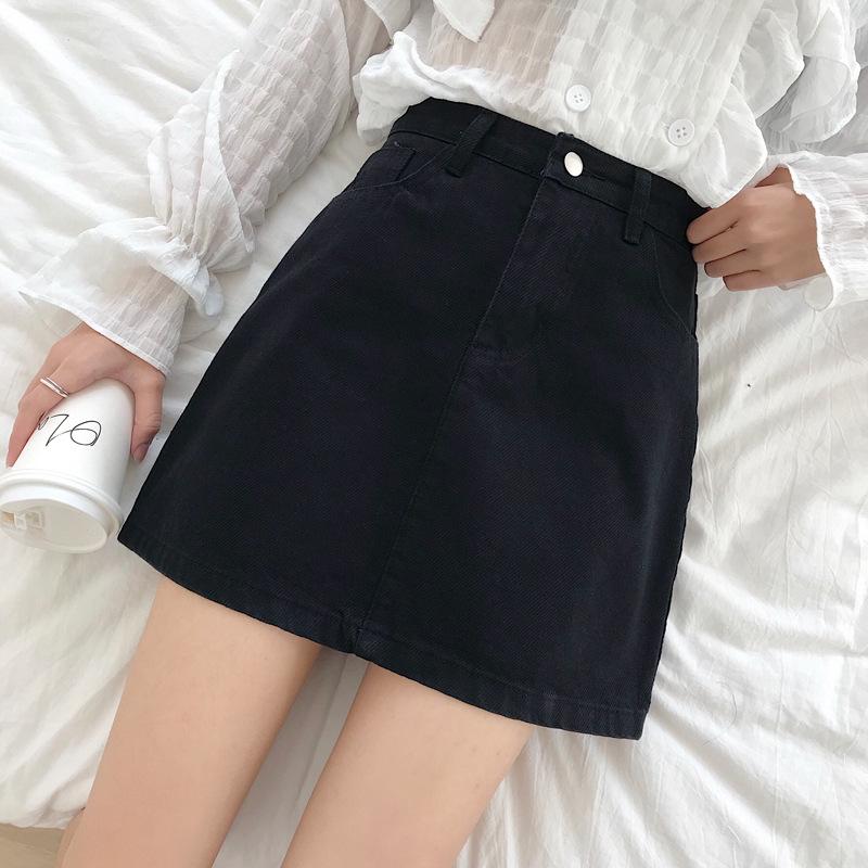 

Повседневная и универсальная джинсовая юбка А-силуэта половинной длины для женщин Новая весенне-осенняя юбка из тонкого денима с высокой посадкой 2XL