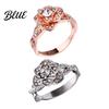 Exquisite Flower Ring Women Rose Cubic Zirconia Hypoallergenic Alloy Sparkling