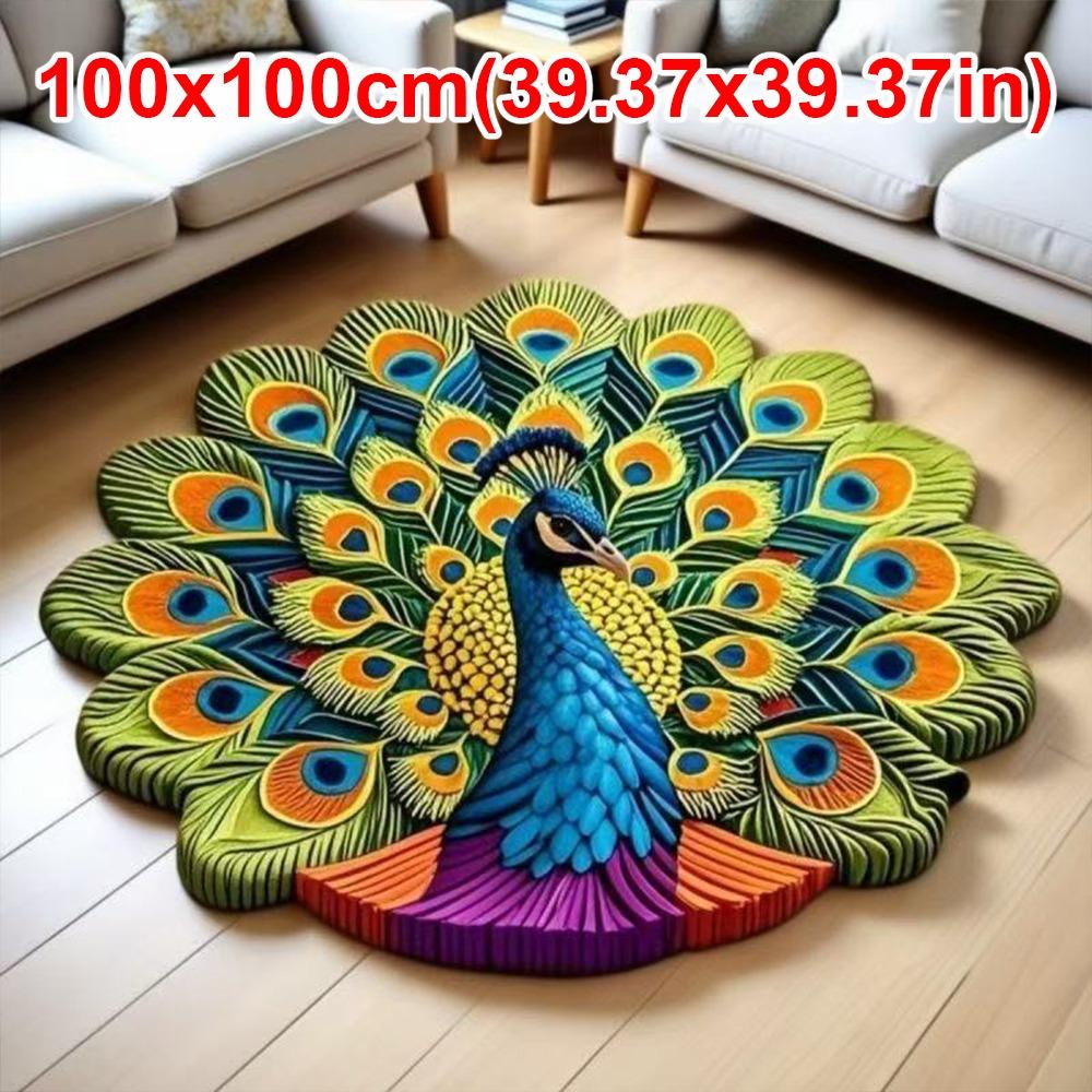Special-shaped Peacock Carpet Soft Bathroom Floor Mat for Living Room Tea Table Bedside