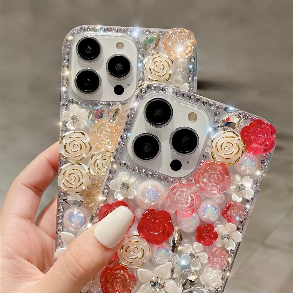 Glitter Bling 3D Floral Phone Case For XiaoMi Poco X7 Pro 5G X6 X5 X4 X3 Rhinestone Rose Flower Crystal Cover