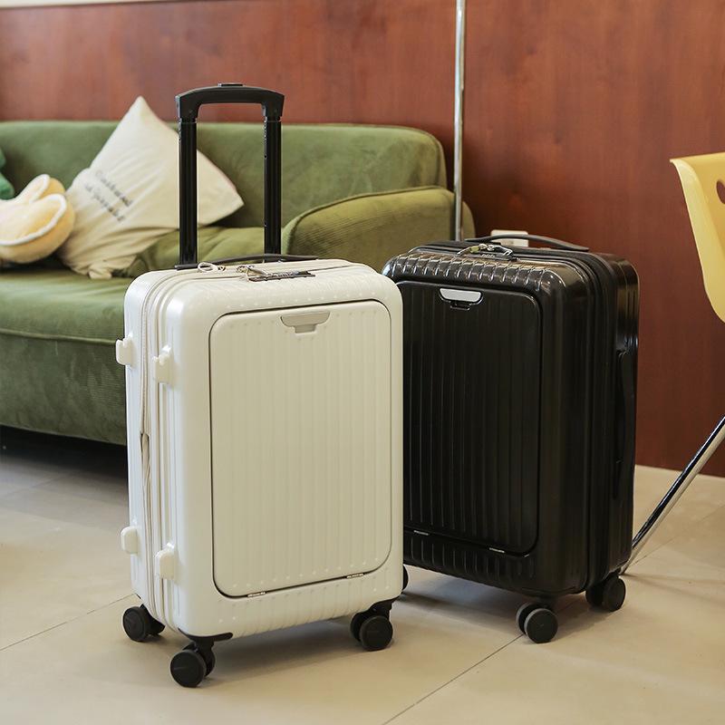 2024 Stylish 20-Inch Front-Opening Carry-On Suitcase with Double-Row Universal Wheels – Unisex High-End Design