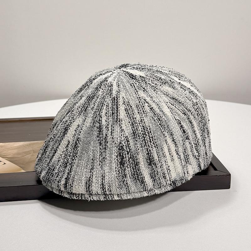 Autumn and Winter New Colorful Stripes Trendy Forward Hat Retro Versatile High Sense Positive and Negative Wear Beret