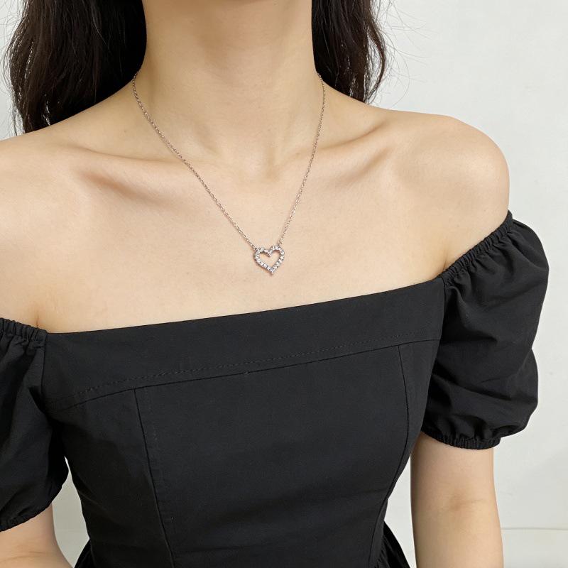 S925 Sterling Silver Heart Pendant Necklace - Women s Luxury Fashion Clavicle Chain S925 Silver