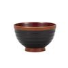 Miyamoto Sangyo Lacquered Soup Flat Wood Grain 310ml Bowl, Pattern, Black, Approx.