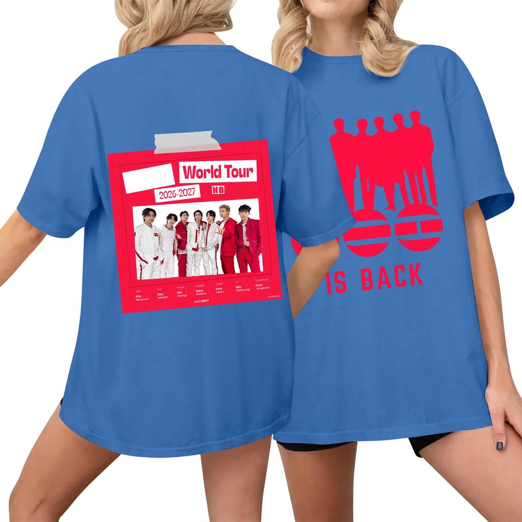 Korean KPOP BTS Letter Same Style World Tour Graphic Print T-Shirt Streetwear Fashion Summer New Tee Loose Casual Oversized Men Women Kpop Star Top