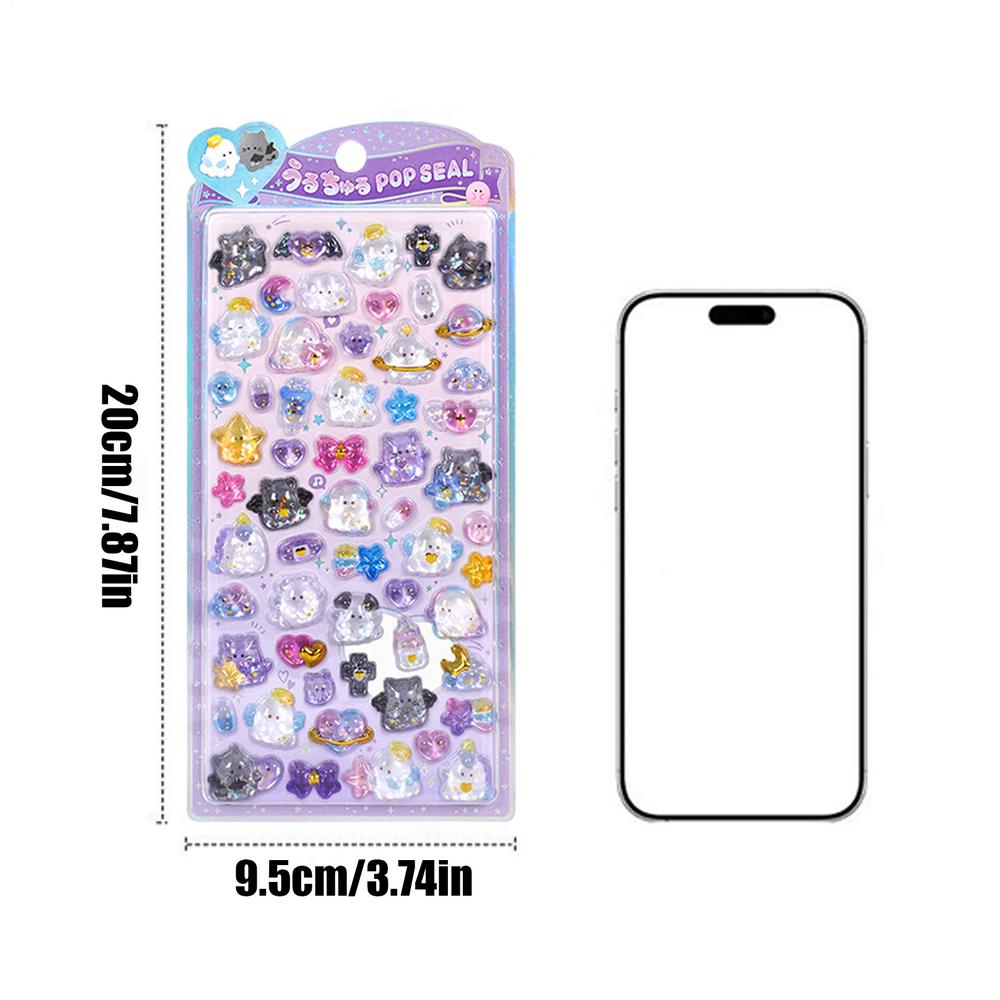 Resin Crystal Cute 3D Stickers Shiny Stickers Texture Decals Self-Adhesive for School Student Teen Child Car Craft Laptop Bottle