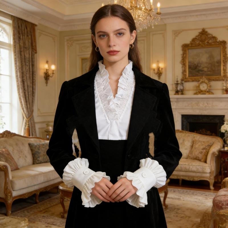 Elegant Detachable Collar With Ruffle Cuffs Sleeves For Women And Girl Stylish Fashion Accessories Faux Collar Insert