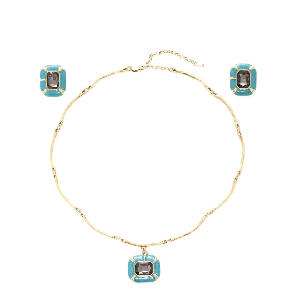 Retro Light Luxury High-End E-Commerce Jewelry Devil'S Eye Long Gold Women'S Necklace Earrings