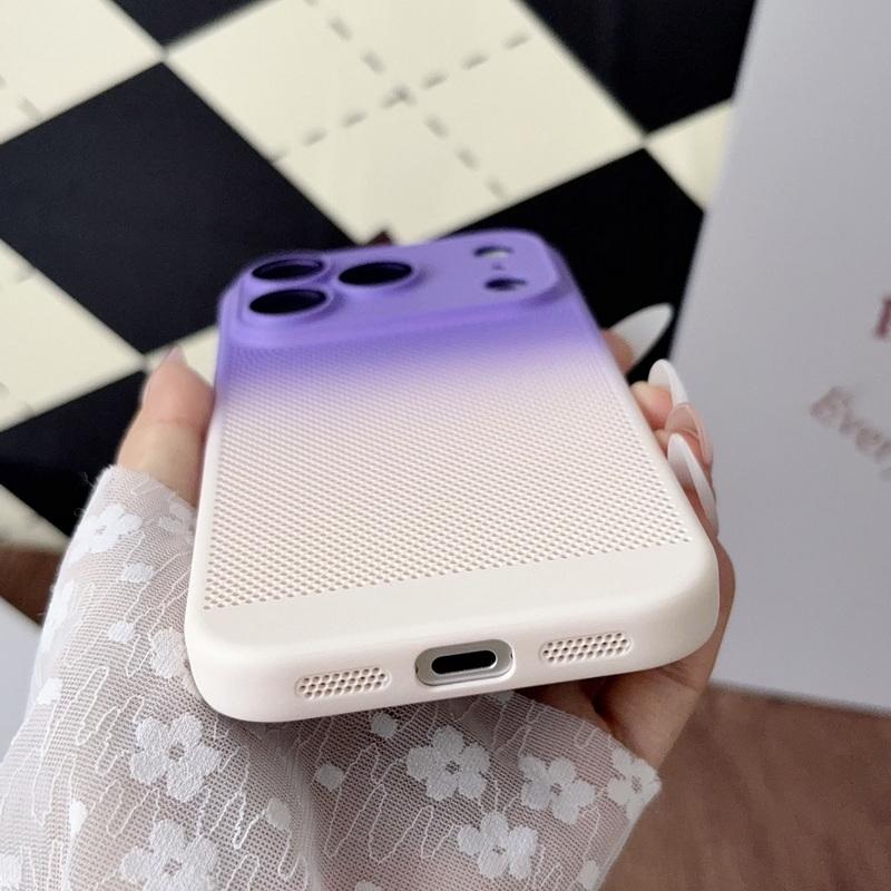 Gradient Heat Dissipation Case For iPhone 17 Pro Max 16 15 14 13 Pro Max Lens Protector Shockproof Hard PC Matte Back Cover