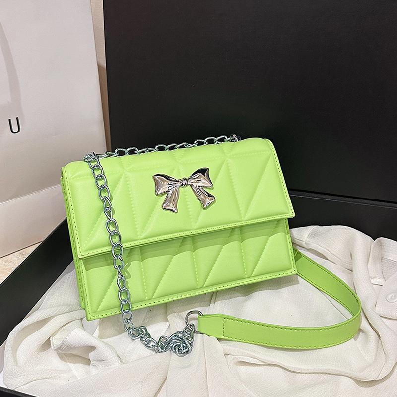Rhombus Chain Bag Women'S Autumn High-Value Fashion Bow Versatile Shoulder Messenger Bag Small Square Bag