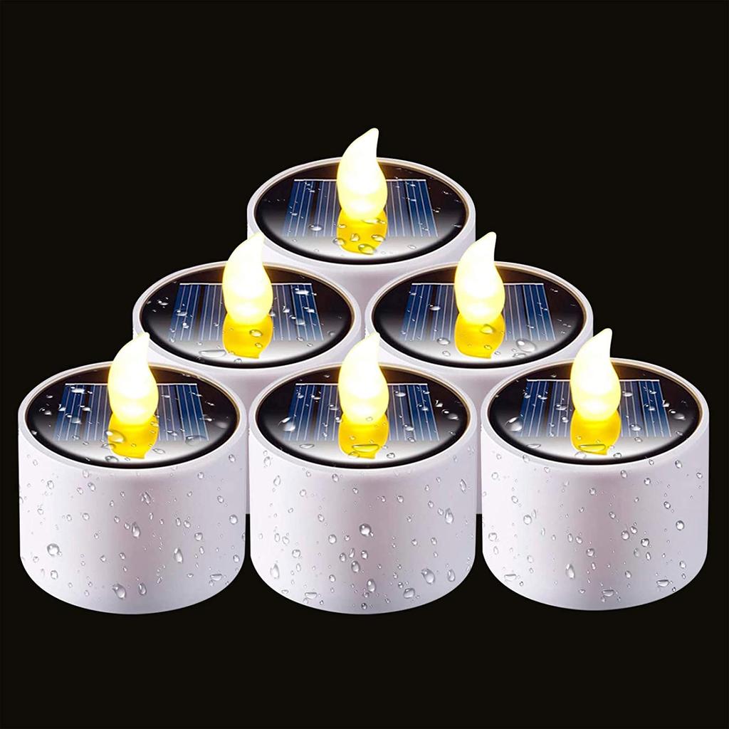 2/4/6 Pieces Solar Flameless LED Candles Fake Flickering Tea Lights Outdoor Garden Light Romantic Wedding Party Decoration