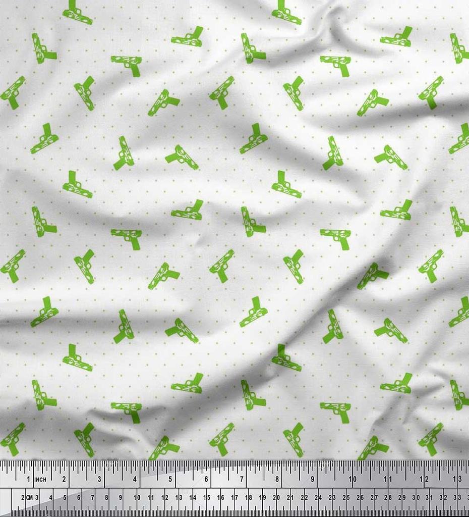 Soimoi Rayon Fabric Dot & Weapon Print Fabric by the Yard 42 Inch Wide