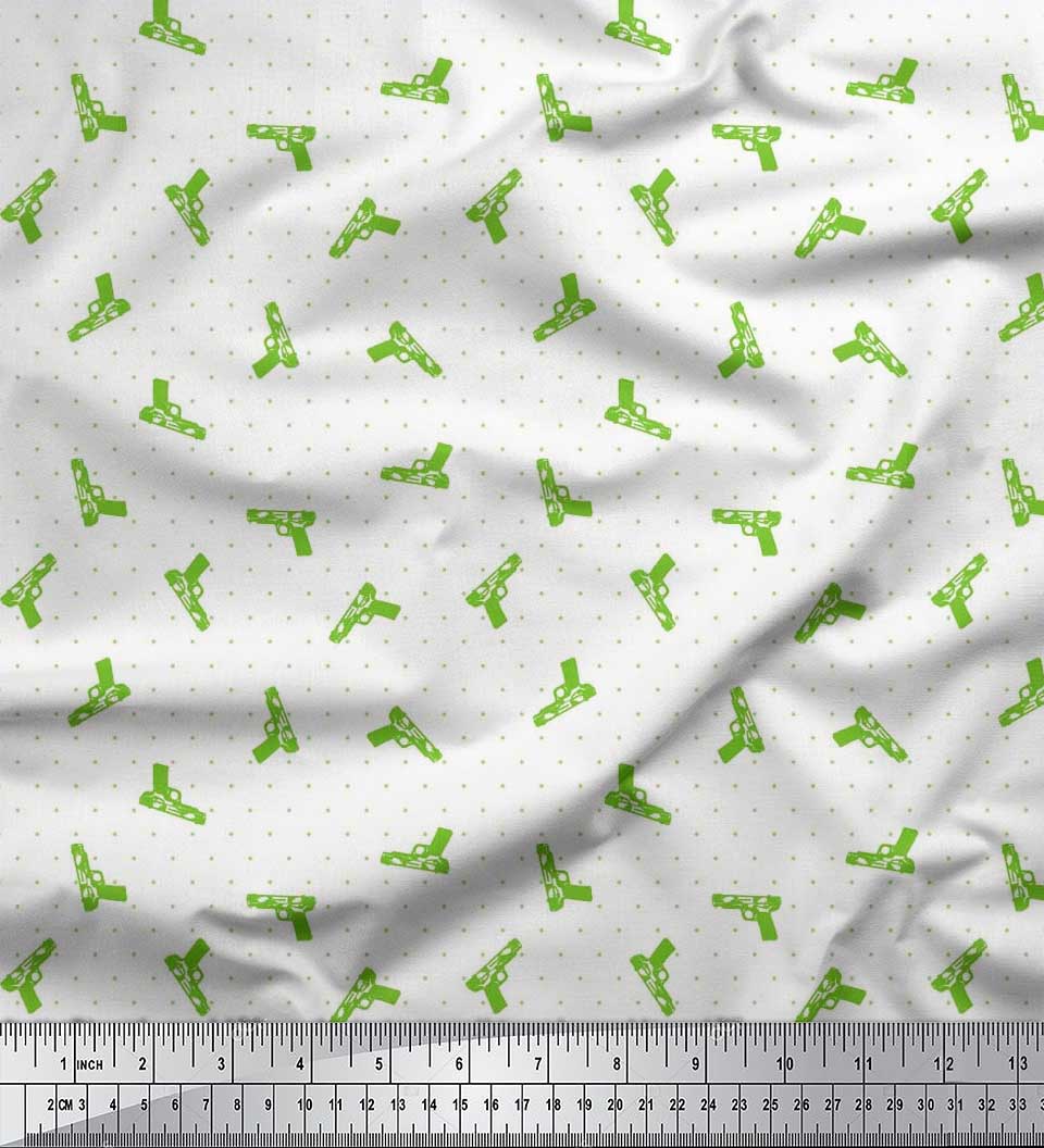 

Тканина Soimoi Rayon Dot & Weapon Print Тканина у дворі шириною 42 дюйма 42 Inch Wide - Cotton Cambric зелений