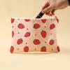 Women's Practical Corduroy Cosmetic Bag Hand Painted Letter Color Heart Print Zipper Pouch for Bridesmaid Gift
