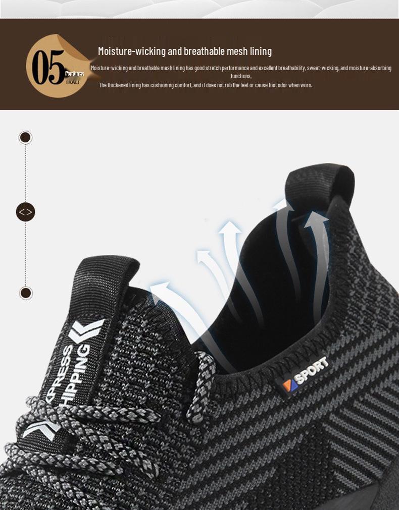 Pantofi de lucru respirabili cu bombeu de oțel pentru bărbați - Anti-zdrobire, Anti-perforare, Ușori, Talpă moale, Rezistenți la uzură pentru șantiere de construcții