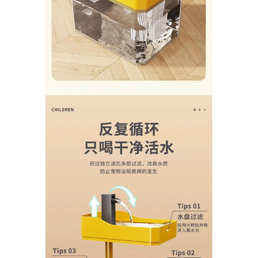 Cat Water Dispenser 1.5L with Pump Filtered Water Mute Water Shortage Auto Power Off Automatic Circulating Flow Drinker