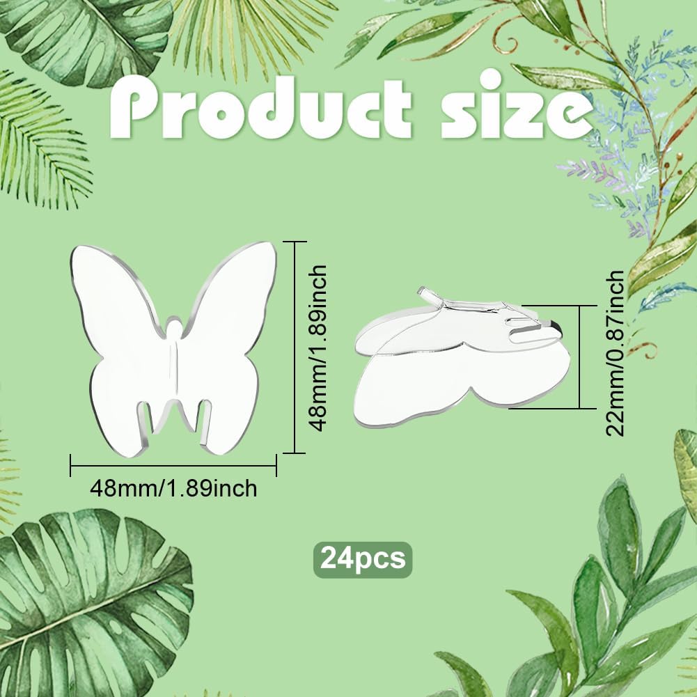 FINGERINSPIRE 24 Pcs 3D Acrylic Drink Tags Three-dimensional Butterfly Party Drink Tag Wine Glass Disc Drinking Tags DIY Drink Label for Rim of Glass