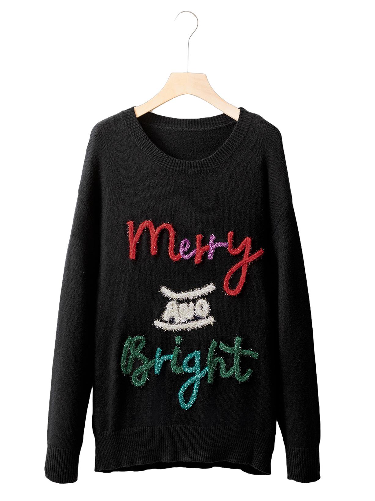 

Women s Autumn Casual Letter Print Long-Sleeve Pullover Sweater, European & American Style Extra Large чорний