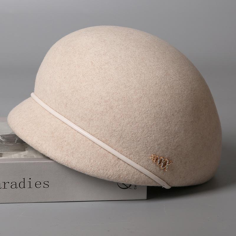 Wool cap women's autumn and winter retro woolen felt hat fashionable foreign style versatile equestrian hat simple hat