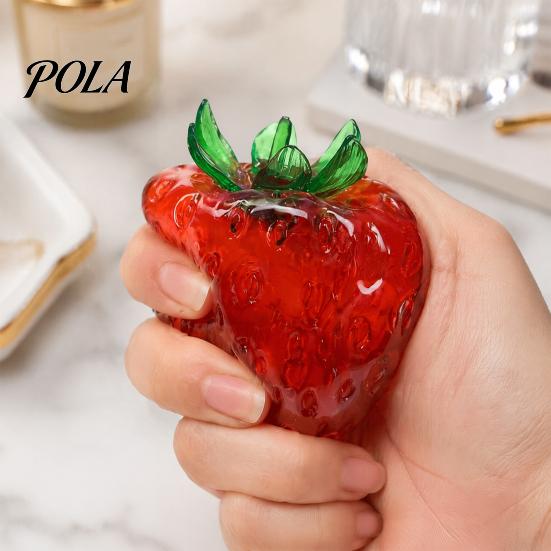 Red Strawberry Sensory Toy Clear Stress Ball Toy, Giant Pink Squeeze for Relieve Stress, Fake Fruit Fidget Relaxation Hand
