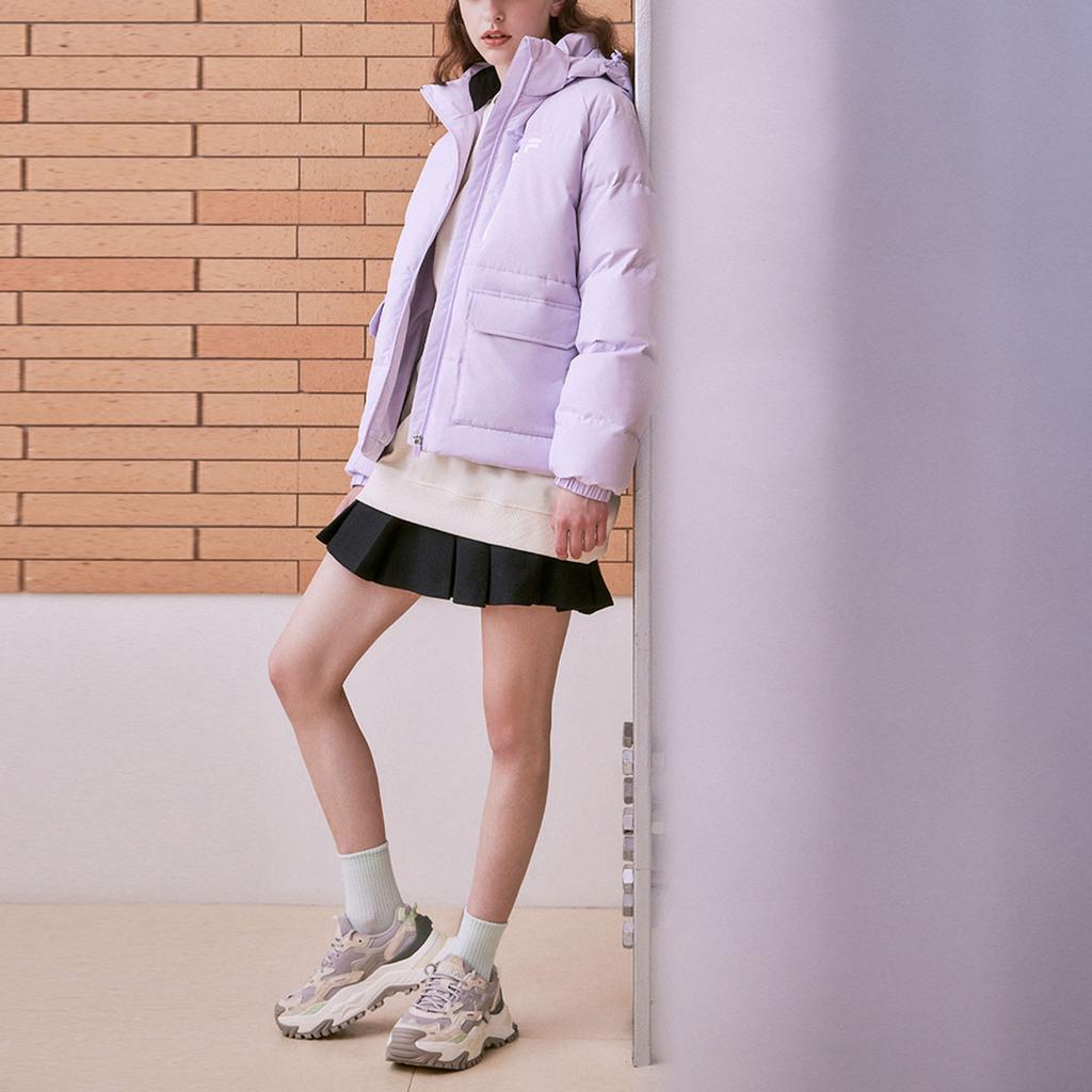 Fila Fusion Letter Print Hooded Sports Warm Down Jacket Women outerwear Light-Lavender T11W316904AVT