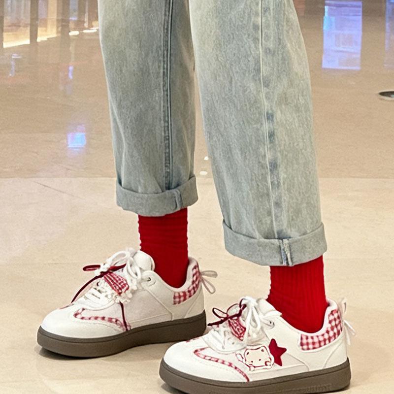 High value Korean thick baseplate shoes women's 2025 new versatile INS trendy little white shoes with skirts casual women's shoes