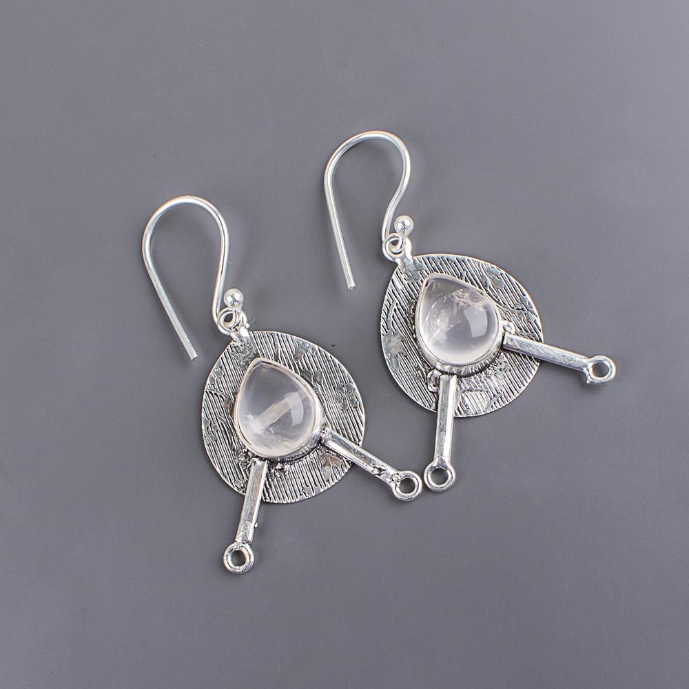 Rose Quartz Jewelry, 925 Solid Sterling Silver Earrings Handmade Gemstone Jewelry, Gifts For Wife Brand New Earrings