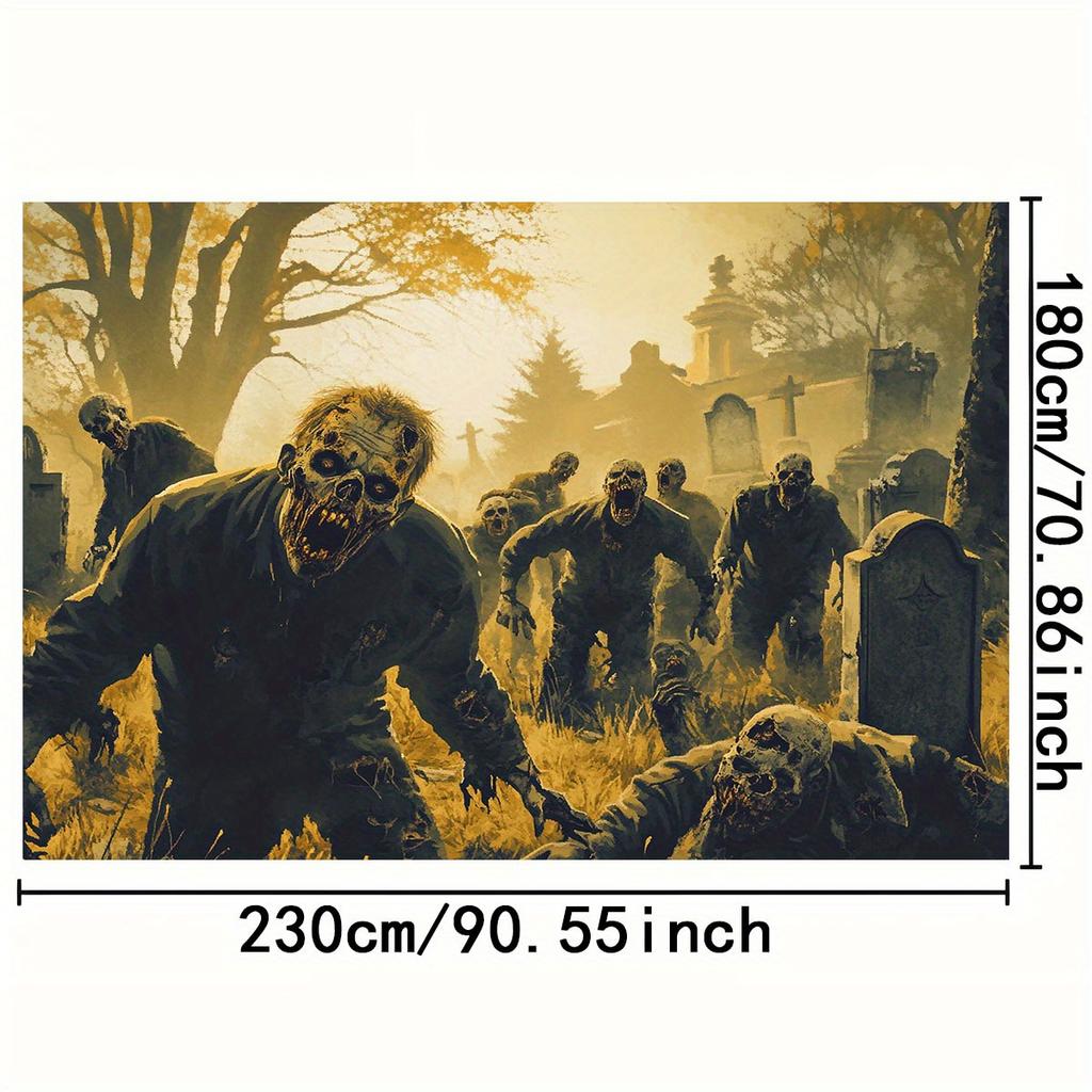 1 pezzo di striscione horror di Halloween per invasione zombie - Non richiede elettricità, tessuto in poliestere resistente. PMJ