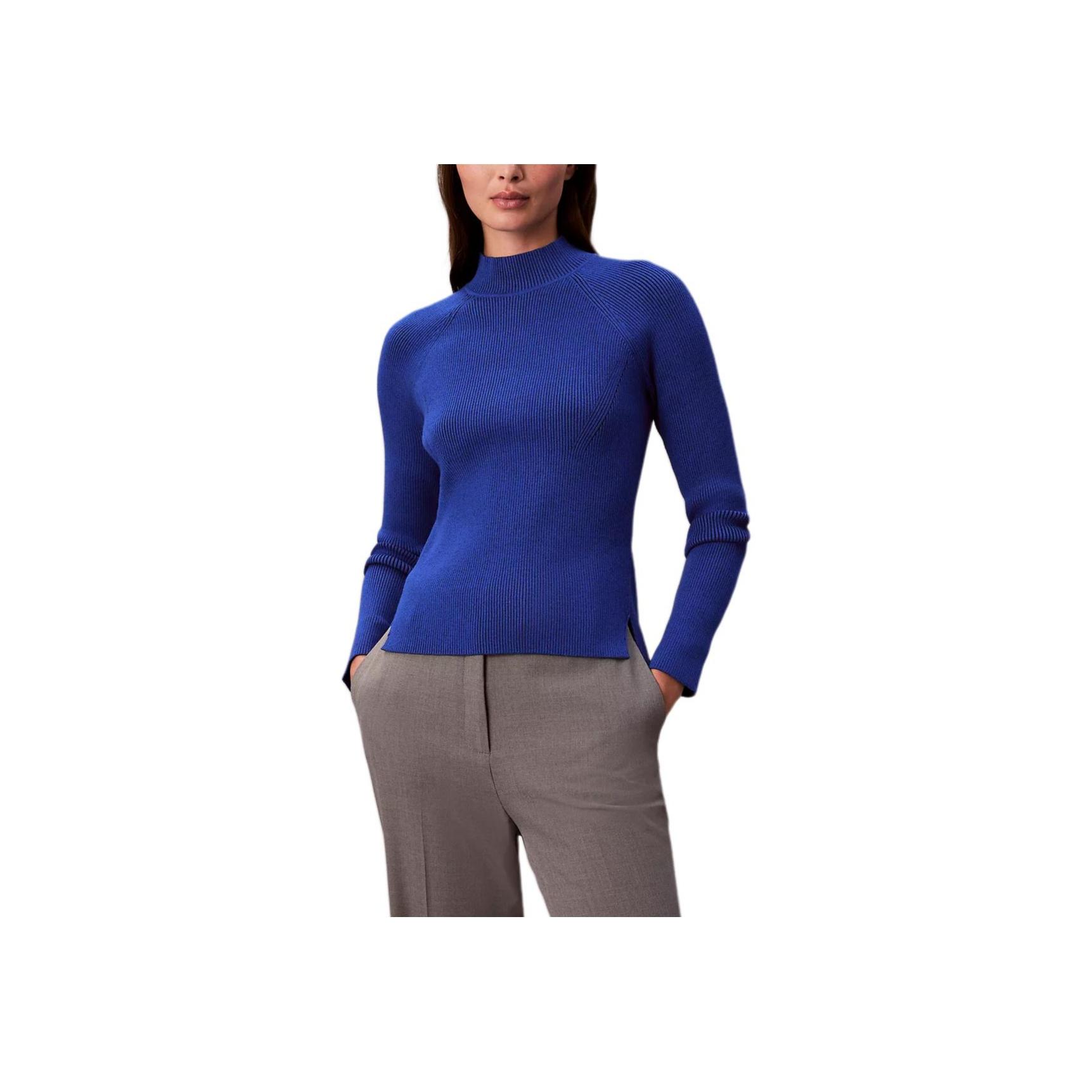 Calvin Klein Приталенный удобный однотонный свитер с воротником-стойкой и длинными рукавами женский свитер 47D316G-C65 M 14970₽