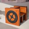 Solid wood rotating retro blind box cabinet, wooden desktop storage box, lipstick and cosmetics rack shelf organizer