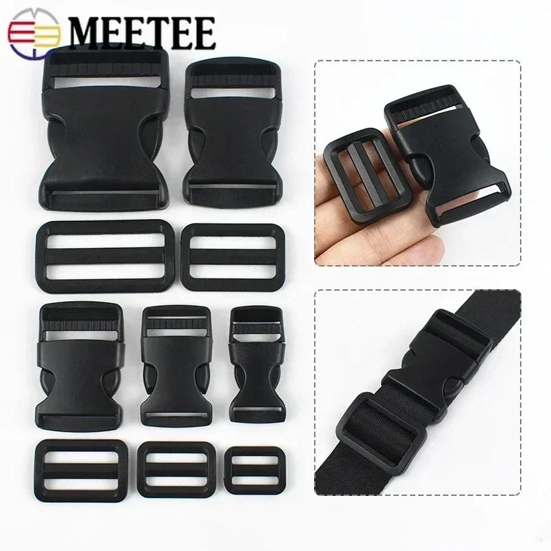 2/5Sets 20-50mm Black Nylon Webbing with Plastic Slider Clasp Quick Release Buckle Backpack Strap Dog Collar DIY Accessories