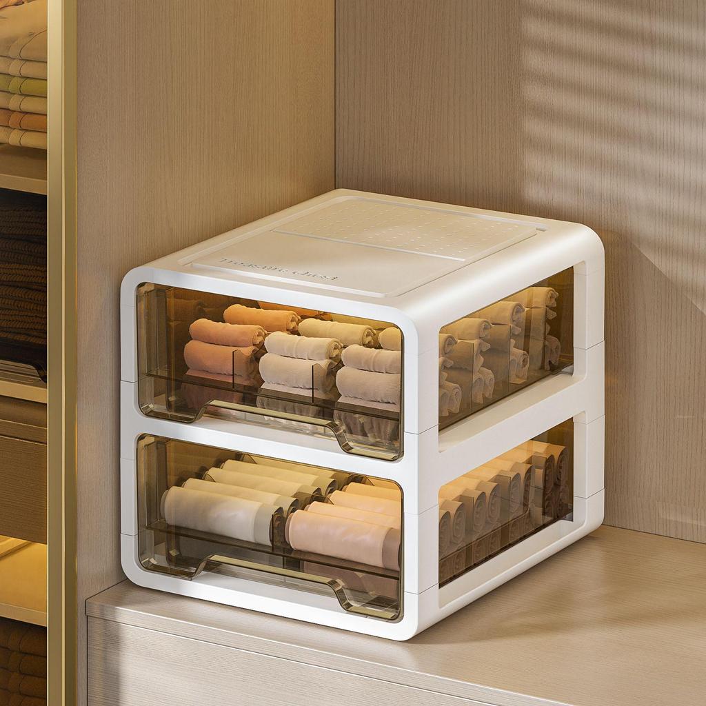 Drawer-Type Underwear and Socks Storage Box: Three-in-One Compartment Organizer