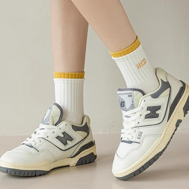 5 Pares Calcetines de Algodón para Mujer Tubo Medio Sin Costuras Transpirables Color Sólido Calcetín Casual