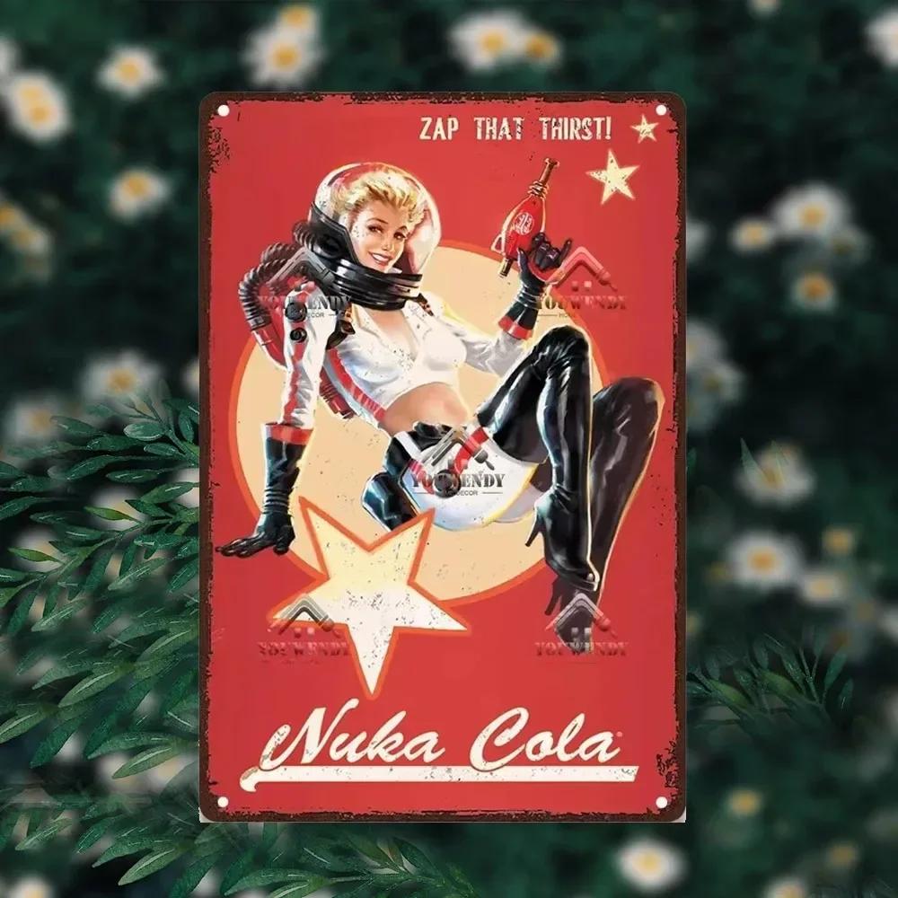 Nuka Cola Drink Posters Metal Sign - Ultimate Wall Decor for Pub Gaming Vibes, Retro Game-Themed Metal Art