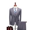 Danmo Pure Color Mens Business Formal Suit Three-piece Set Groom Wedding Dress Plus Size 5XL(Jacket + Vest + Pants)