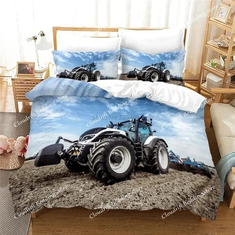 Farm Tractor Bedding Set Duvet Cover Set with Pillowcase Home Textile Twin Full Queen King Bedclothes for Family Home Decor