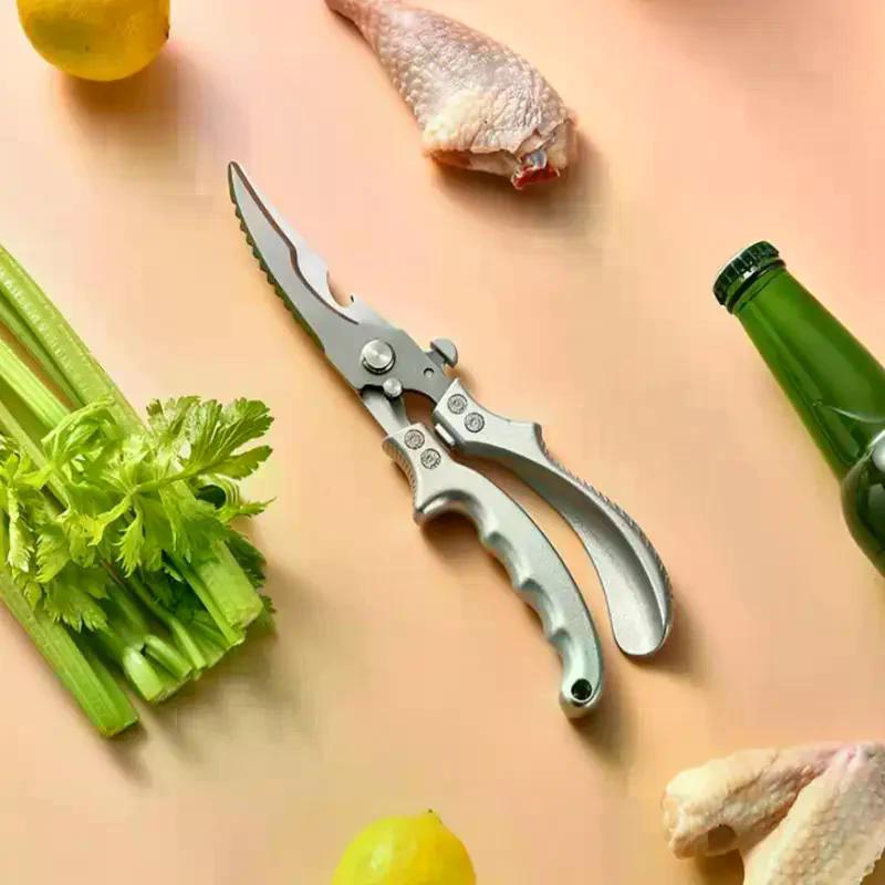 1Pcs Stainless Steel Household Food Scissors Kitchen Chicken Bone Scissors Cut Fish Chicken Duck Poultry Cutter Knife