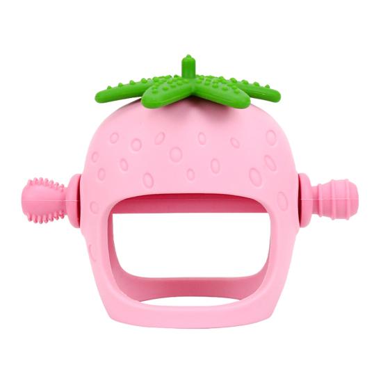 Baby Teething Toy for Babies 0-24 Months Relieve Sore Gums with Strawberry Shape Teether Food-Grade Silicone Easy-to-Clean Teething Relief Toy