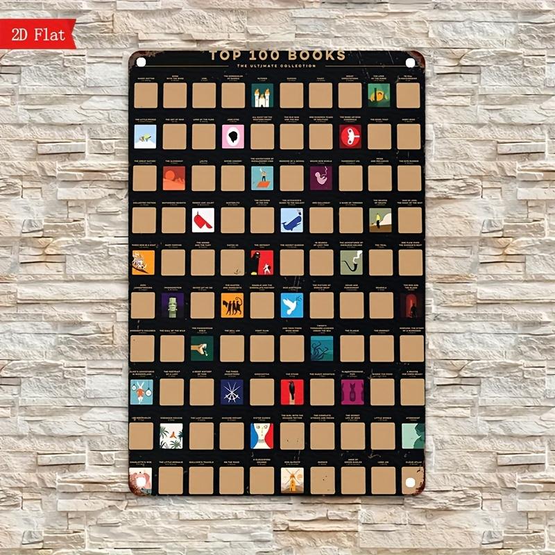 

20,32 см x 30,48 см Скретч-постер «Топ-100 книг» - Винтажное железное настенное искусство с красочным дизайном книжной полки и литературными иллюстрациями 20x30cm（7.8x11.8inch）