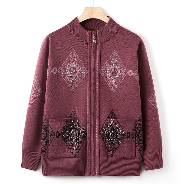 

Бабушка Весна и Осень Плюс Бархатное Пальто Старая Осенняя и Зимняя Одежда Новый Свитер Кардиган Свитер для Мамы Старая Одежда. XL