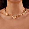 Personalized golden metal irregular wave pattern collar
