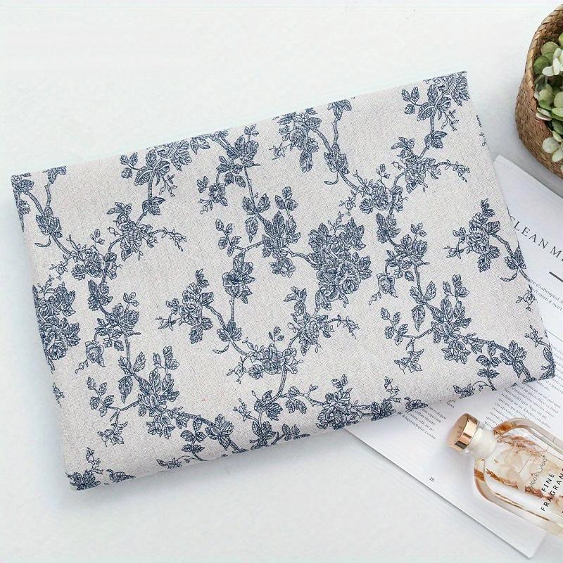 1ks Bavlna Len Modrá Retro Orchidej Látky Venkovský a Pastorační Styl Ručně Vyráběné DIY Závěsy Ubrusy Úložná Taška