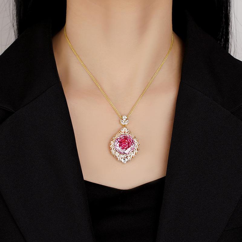 Jewelry Copper Bottom Gold Plated Rose Cut Colored Vintage Gold Pendant Main Stone 18Mm