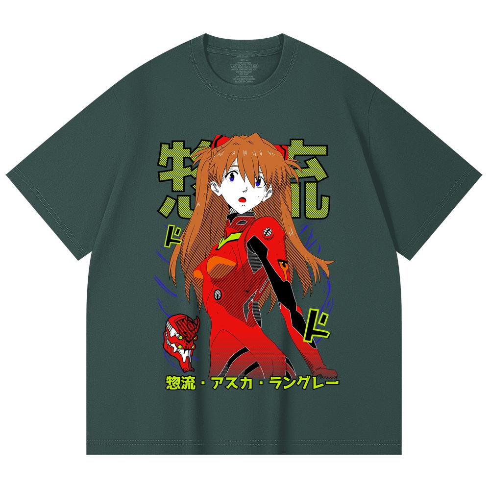 230 Gsm 100% Cotton Evangelion V10 Asuka Print Unisex Heavy Cotton T Shirt