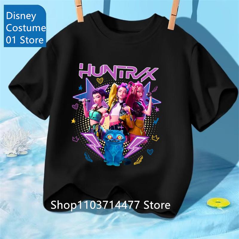 Toddler Girl Clothes Kpop Demon Hunters Cartoon Tee Shirt Funny Gift for Fans Harajuku Cool Kids T-shirts Summer Tops