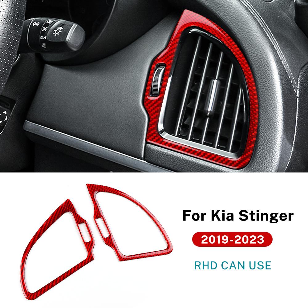 Real Soft Carbon Fiber Sticker For Kia Stinger CK 2019 2020 2021 2022 2023 LHD RHD Car Instrument AC Outlet Trim Accessories.