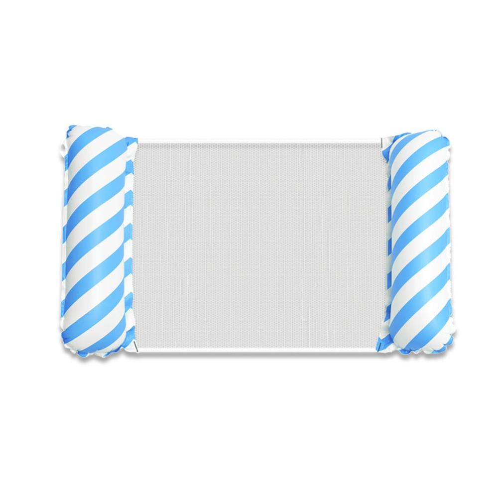 Portable Foldable Water Hammock with Net Backrest Floating Water Bed Inflatable Striped Swimming Pool Mattress Pool Party Toy