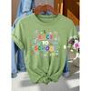 Back-to-School Season Fashionable and elegant style BACK TO SCHOOL Colorful letter pattern printed round neck short sleeve shirt T Women's