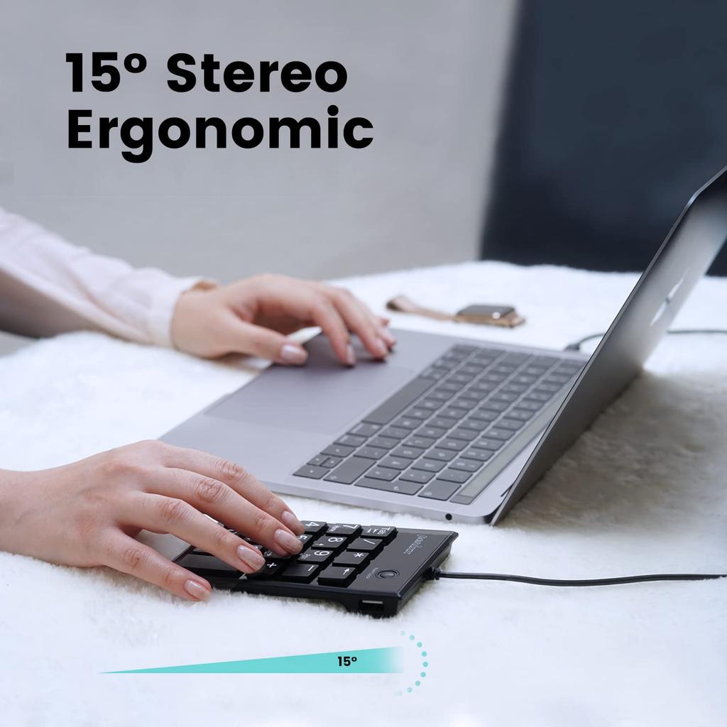 Perixx Wired Type C Keypad Pantograph Thin Includes 2 USB Compatible with Warranty Black C PERIPAD-202C - Key, Type, Hubs, Tablets/PCs [Genuine