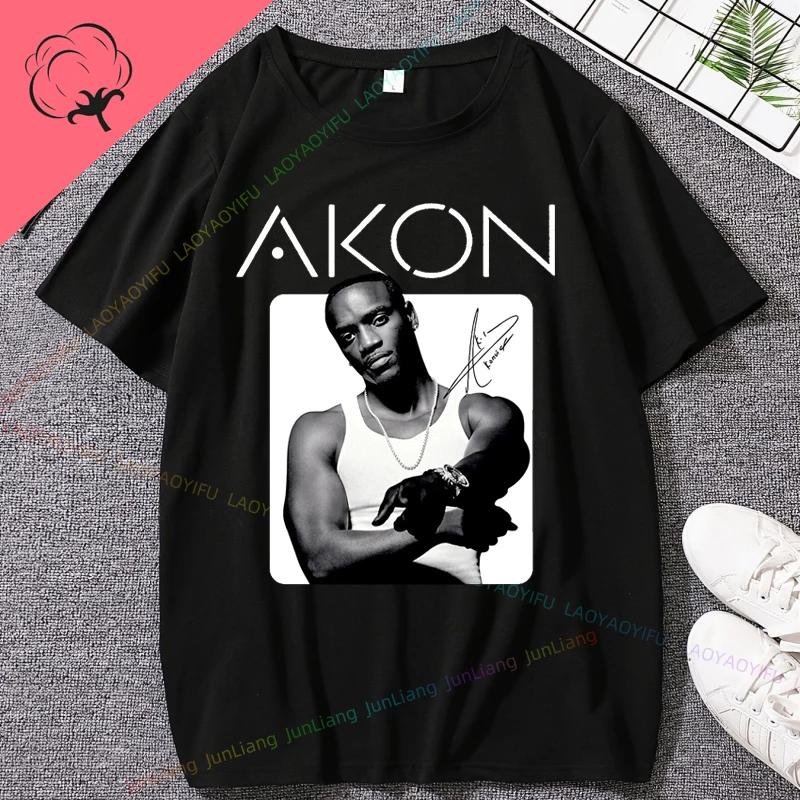 Najlepsze z Akon Klasyczna Okładka Albumu Najlepsze Ubrania Y2k dla Kobiet Męska Koszulka z Nadrukiem Luźne i Dopasowane Damskie Goth